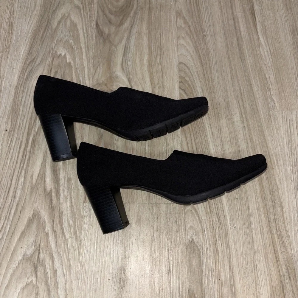 Aerosoles Black Square Toe Block Heel Pumps Slip On Work Career Shoes 9 - Picture 2 of 6
